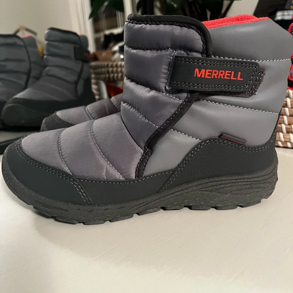 Merrell Kids Black and Red Snow Boots